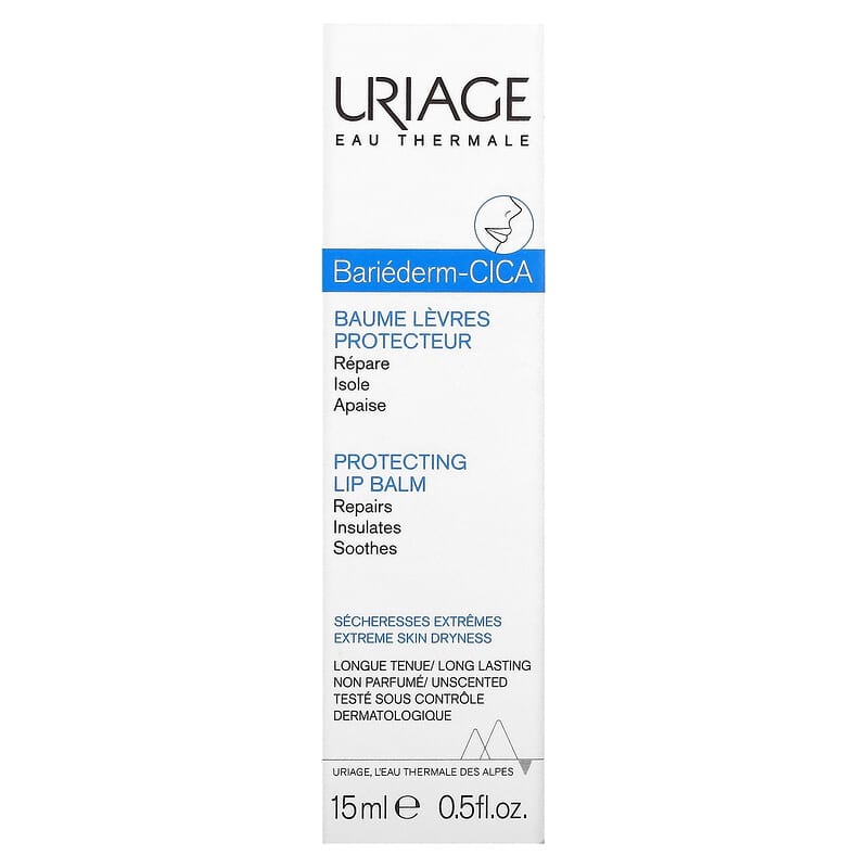 Uriage, Bariederm-Cica, Protecting Lip Balm, Unscented, 0.5 fl oz (15 ml)