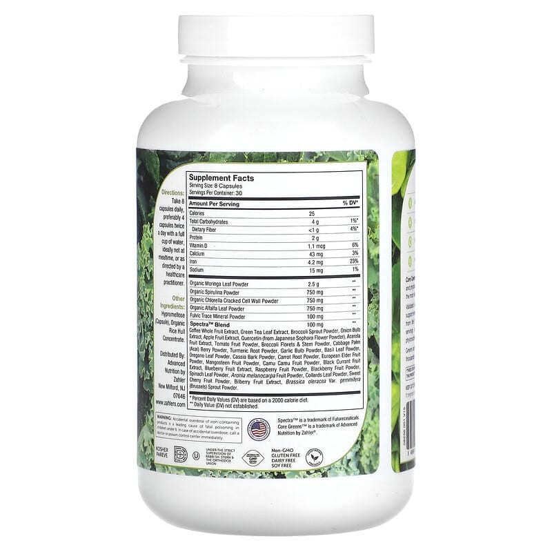 Zahler, Core Greens, Advanced Plant-Based Superfood, 240 Capsules