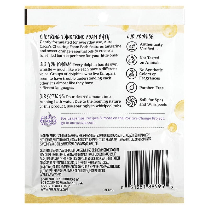 Aura Cacia, Cheering Foam Bath, Tangerine, 2.5 oz (70.9 g)