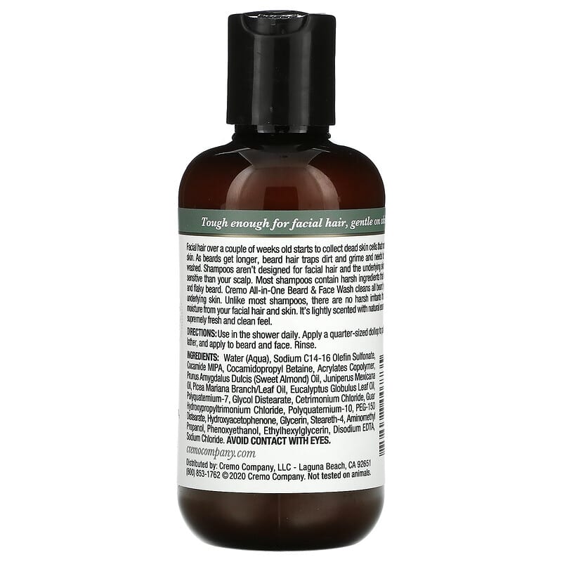 Cremo, All-In-One Beard & Face Wash, Cedar Forest Blend, 6 fl oz (177 ml)