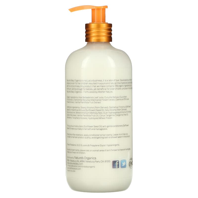 Nature's Baby Organics, Conditioner & Detangler, Vanilla Tangerine, 16 oz (473.2 ml)