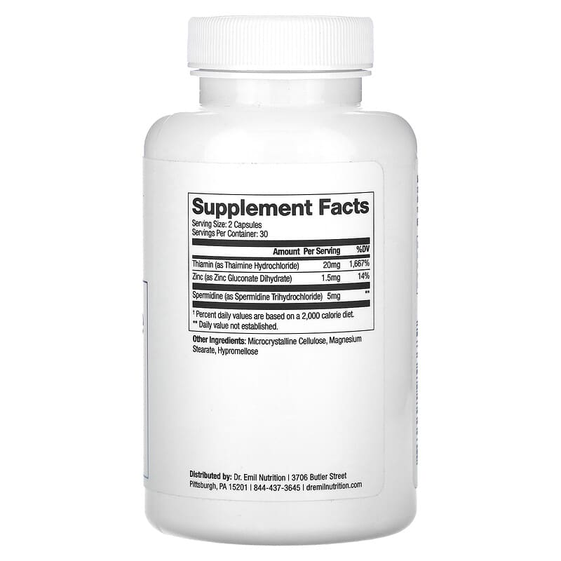 Dr. Emil Nutrition, Spermidine, 2.5 mg, 60 Capsules