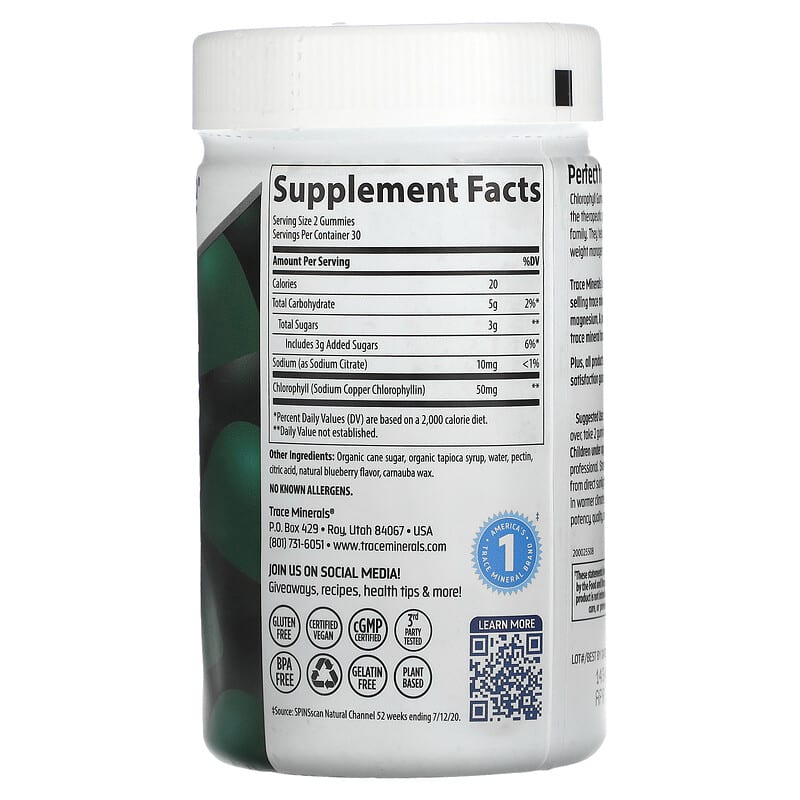 Trace Minerals ®, Chlorophyll Gummies, Berry, 25 mg, 60 Gummies