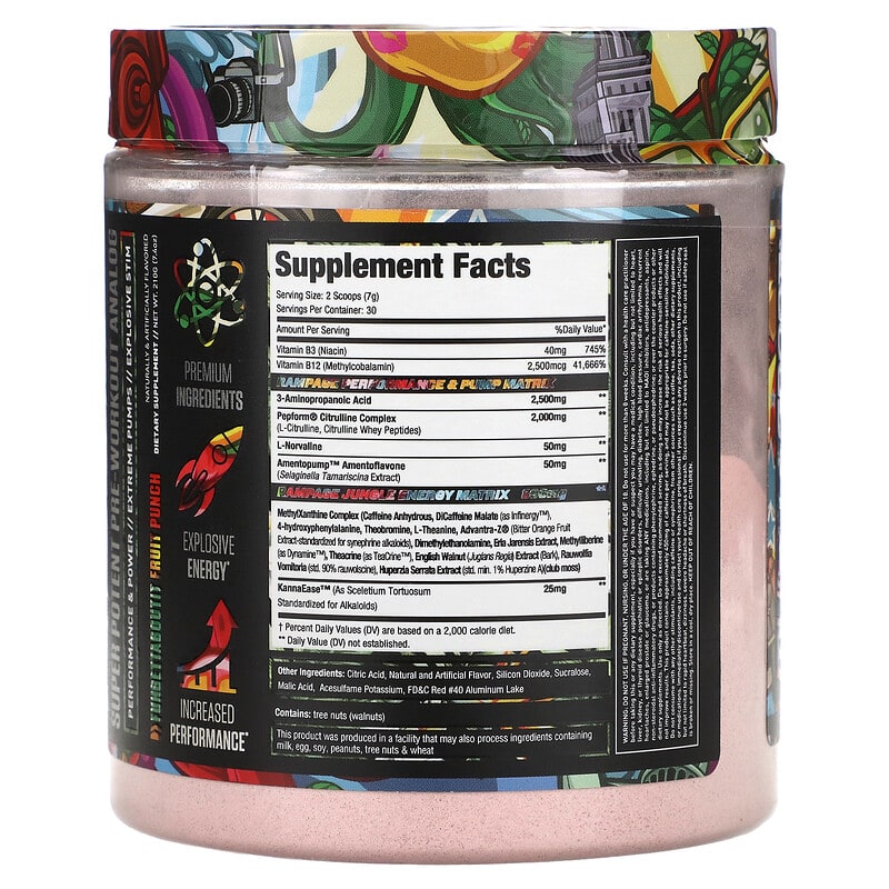 MuscleSport, Rhino Rampage, Super Potent Pre-Workout Analog, Fuhgettaboutit Fruit Punch, 7.4 oz (210 g)