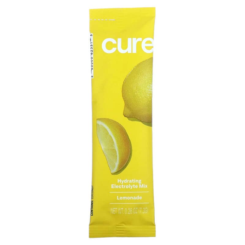 Cure Hydration, Hydrating Electrolyte Mix, Lemonade, 14 Packets, 0.26 oz (7.3 g) Each