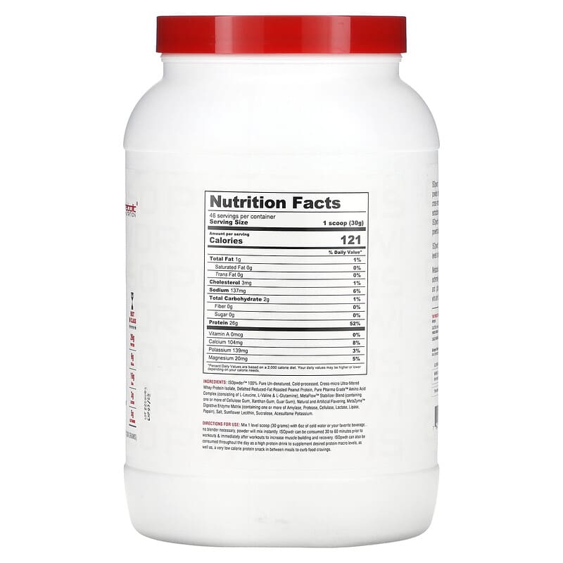 Metabolic Nutrition, ISOpwdr, Whey Protein Isolate, Butter Pecan Cookie, 3.04 lb (1,380 g)