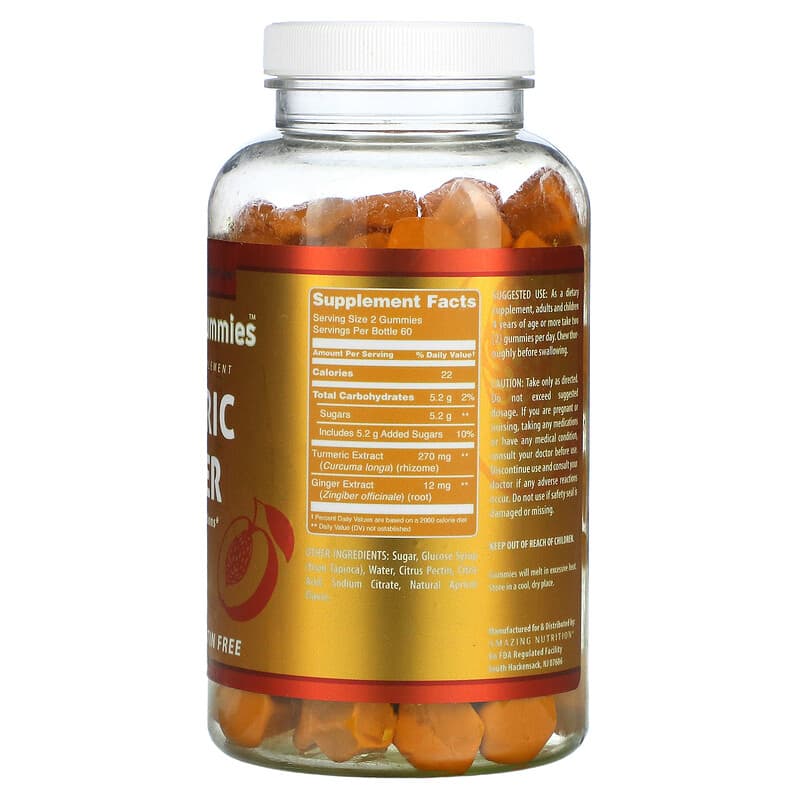 Amazing Nutrition, Amazing Gummies, Turmeric & Ginger, Apricot, 120 Gummies