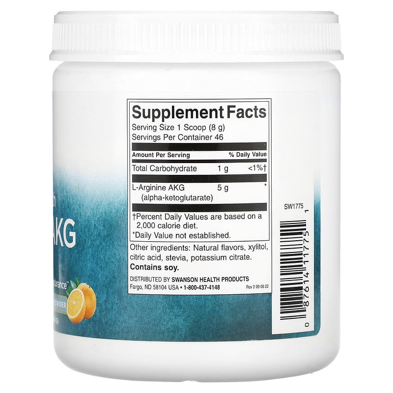 Swanson, Maximum Strength L-Arginine AKG Powder, Natural Citrus, 12.9 oz (368 g)