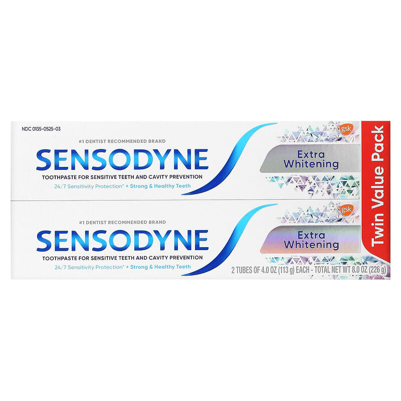 Sensodyne, Extra Whitening Toothpaste, Twin Pack, 2 Tubes, 4 oz (113 g) Each