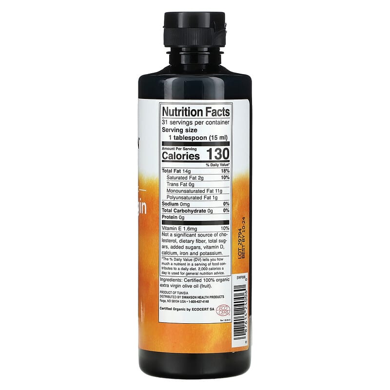 Swanson, Certified Organic Extra Virgin Olive Oil, 16 fl oz (473 ml)