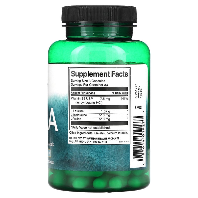 Swanson, BCAA, 100 Capsules