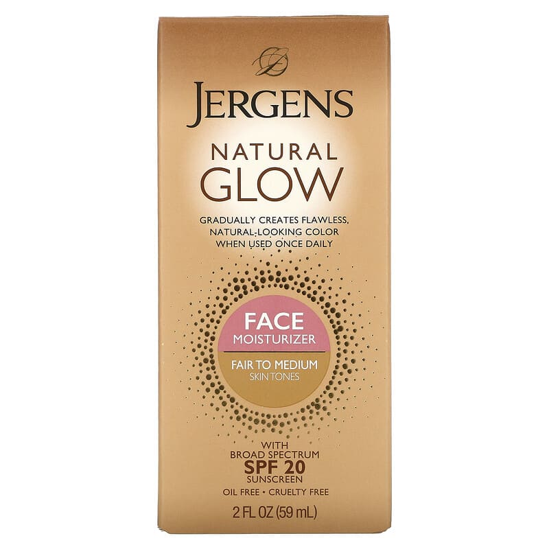 Jergens, Natural Glow, Face Daily Moisturizer, SPF 20, Fair to Medium, 2 fl oz (59 ml)