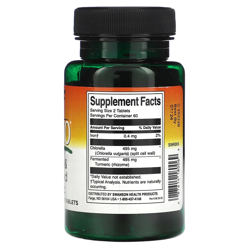 Swanson, Kyoto, Chlorella & Fermented Turmeric, 120 Tablets