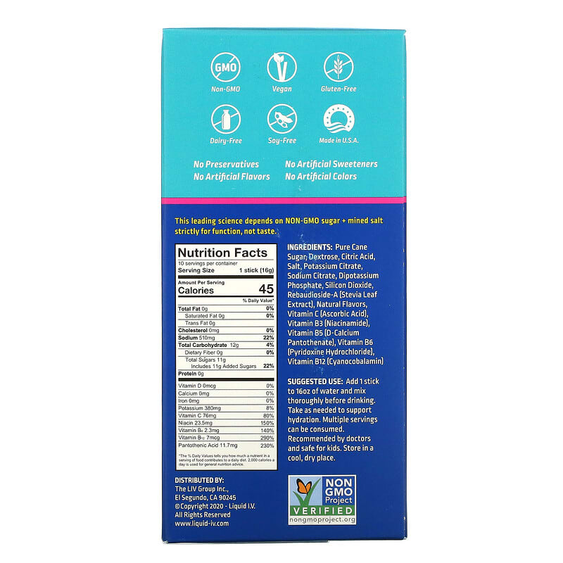 Liquid I.V., Hydration Multiplier, Electrolyte Drink Mix, Passion Fruit, 10 Individual Stick Packs, 0.56 oz (16 g) Each