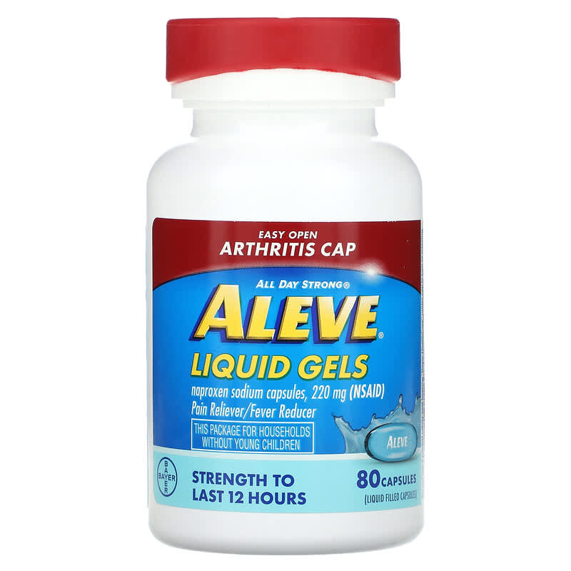 Aleve, Naproxen Sodium Capsules, Liquid Gels, 220 mg, 80 Capsules