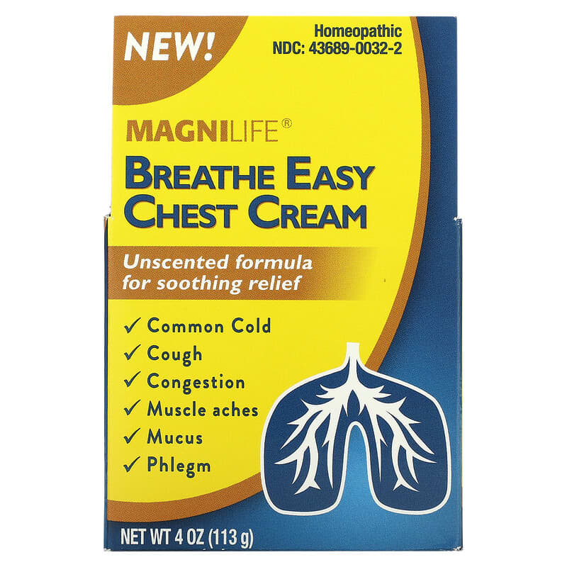 MagniLife, Breathe Easy Chest Cream, Unscented, 4 oz (113 g)