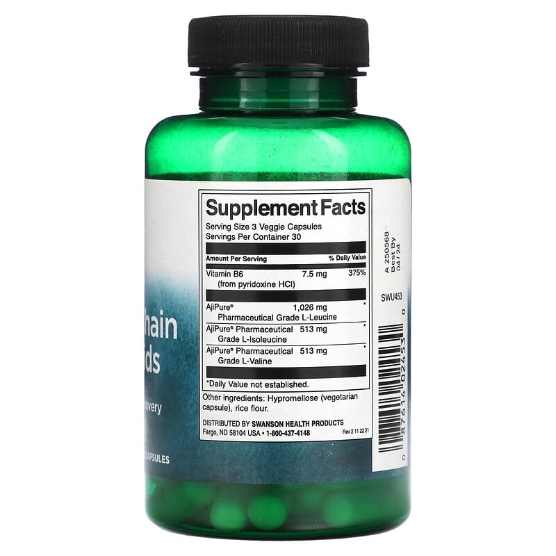 Swanson, Branched-Chain Amino Acids, 90 Veggie Capsules