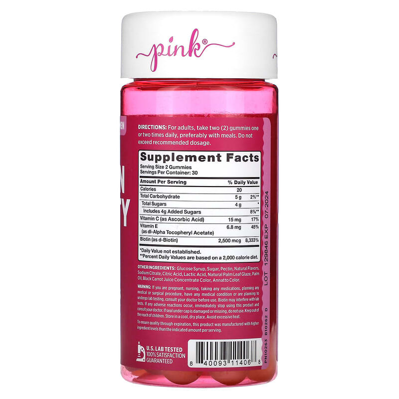 Pink, Stunning Biotin Beauty, Natural Fruit, 60 Gummies