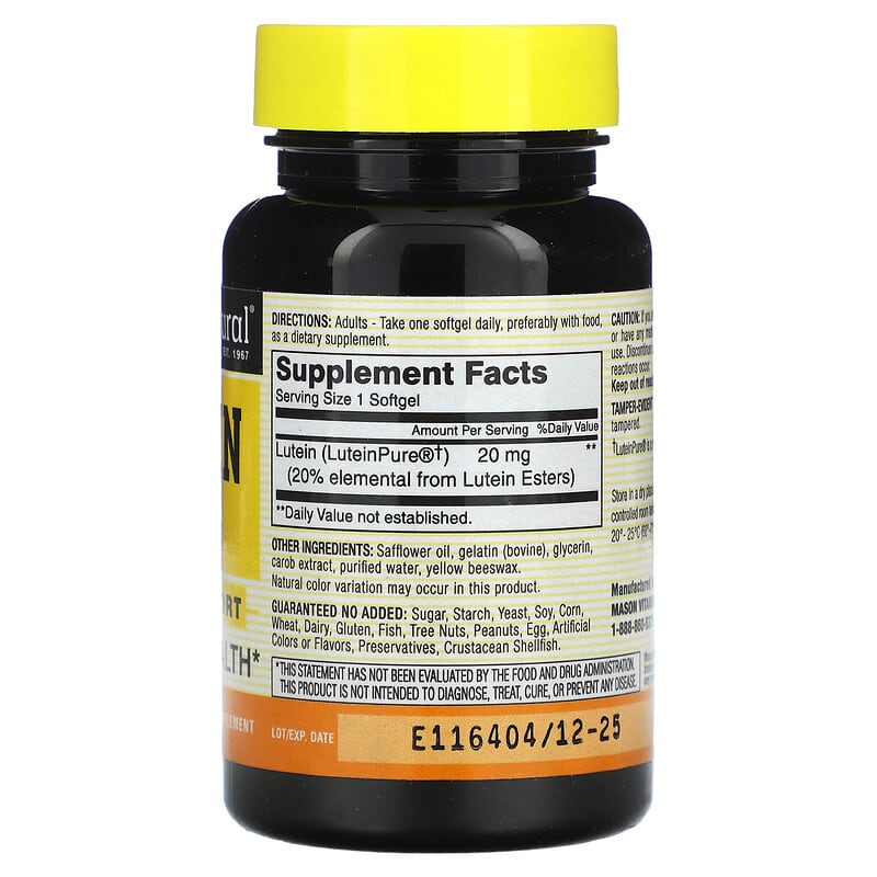 Mason Natural, Lutein, 20 mg, 30 Softgels