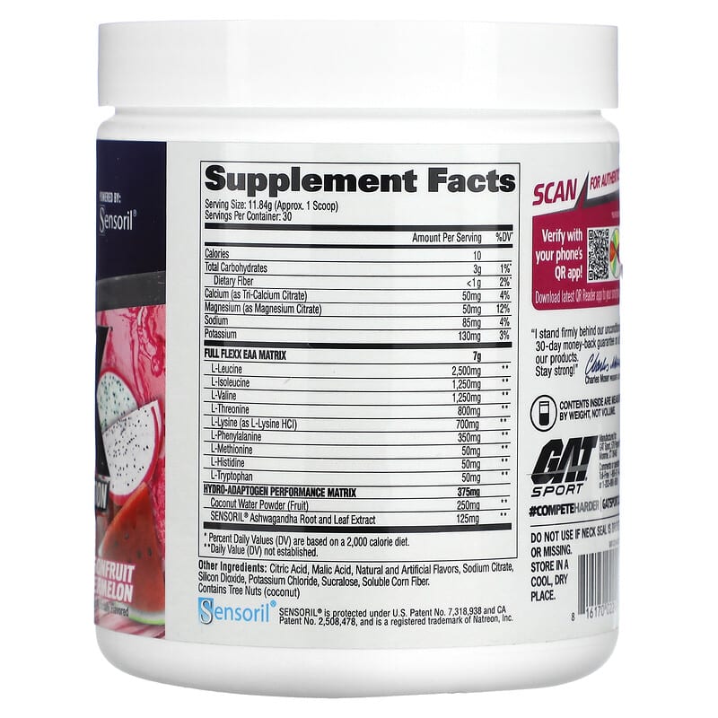 GAT, Flexx EAAs + Hydration, Dragonfruit Watermelon, 12.5 oz (355.2 g)