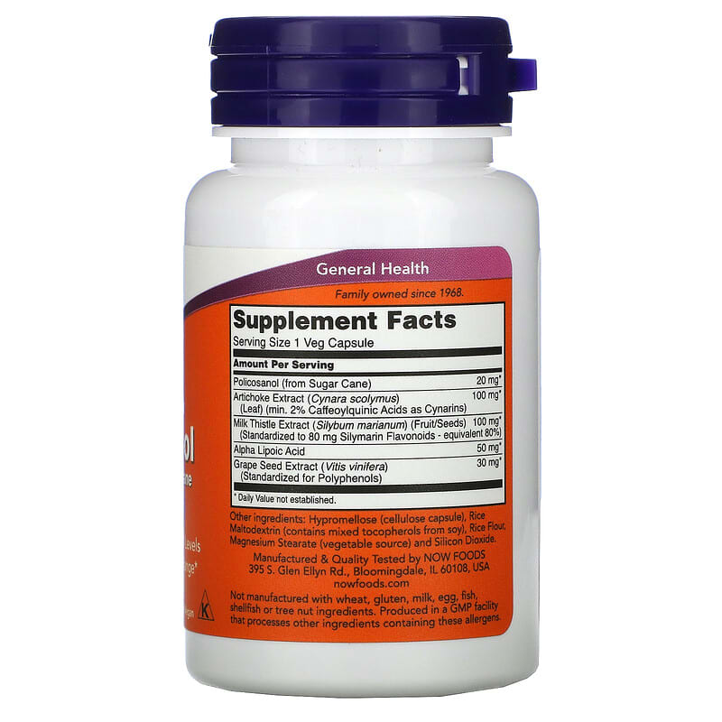 NOW Foods, Double Strength Policosanol, 20 mg, 90 Veg Capsules