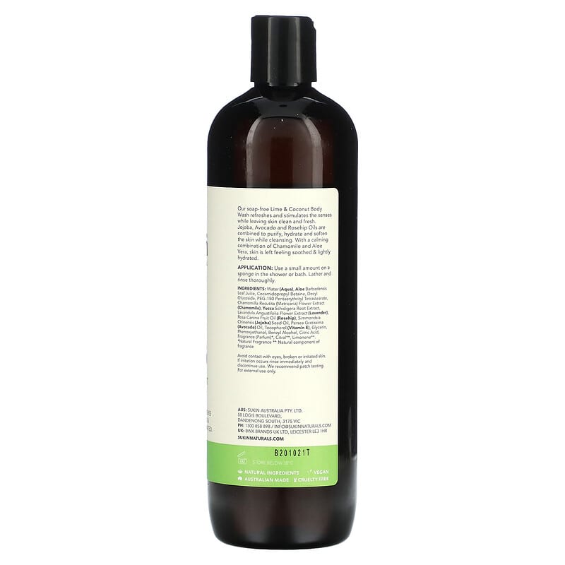 Sukin, Botanical Body Wash, Lime & Coconut, 16.91 fl oz (500 ml)