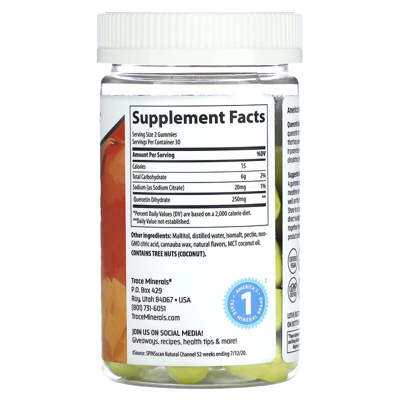 Trace Minerals ®, Quercetin Gummies, Mango, 125 mg, 60 Gummies