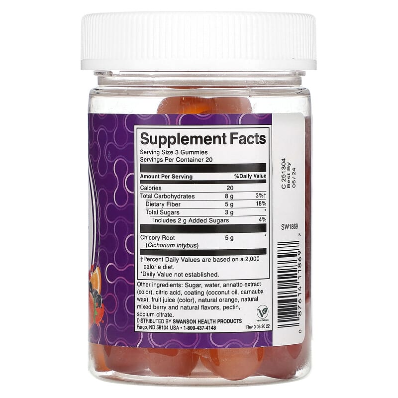 Swanson, Fiber, Orange & Mixed Berry, 60 Gummies