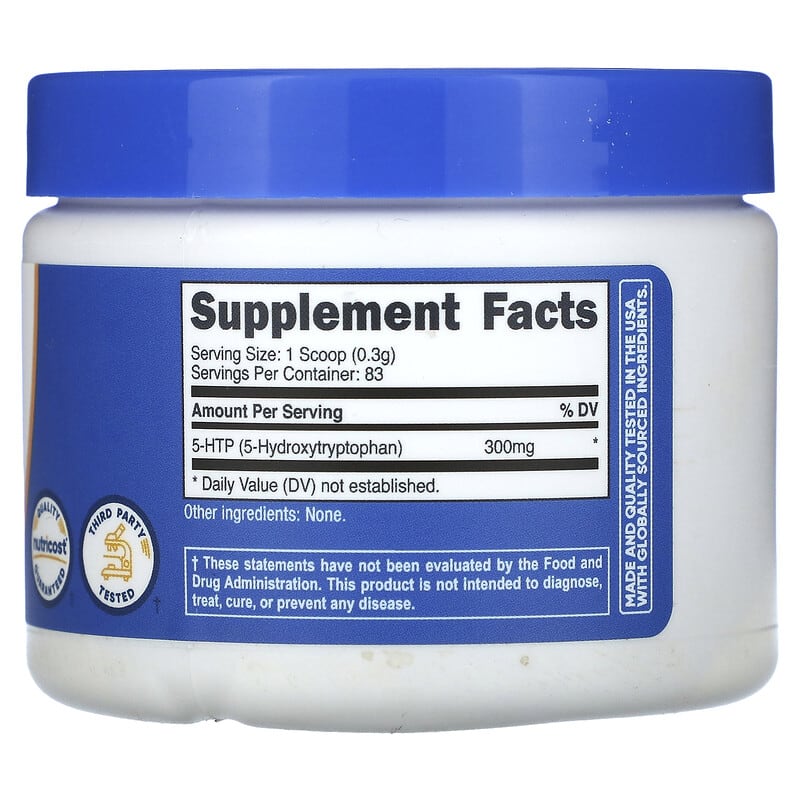 Nutricost, 5-HTP Powder, 5-Hydroxytryptophan, Unflavored, 0.9 oz (25 g)