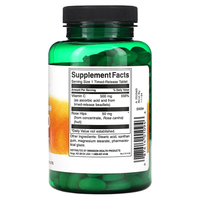 Swanson, Timed-Release C-500, 500 mg, 250 Tablets