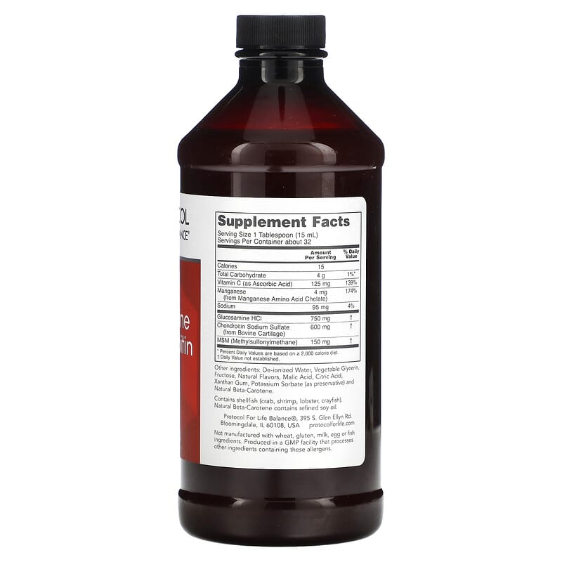 Protocol for Life Balance, Liquid Glucosamine & Chondroitin with MSM, Citrus, 16 fl oz (473 ml)