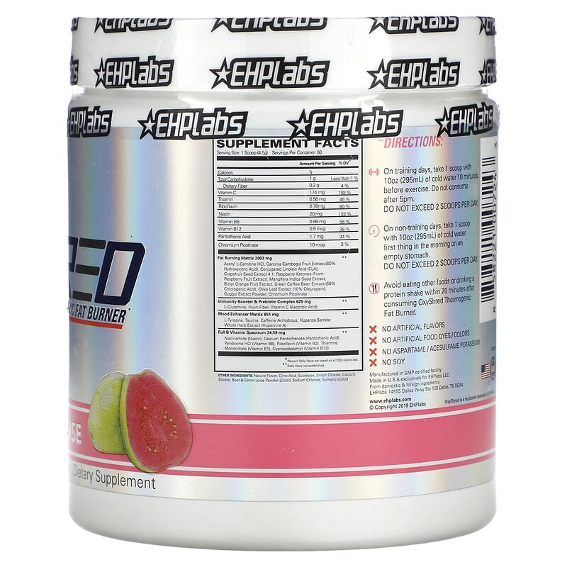 EHPlabs, Oxyshred, Thermogenic Fat Burner, Guava Paradise, 9.5 oz (270 g)