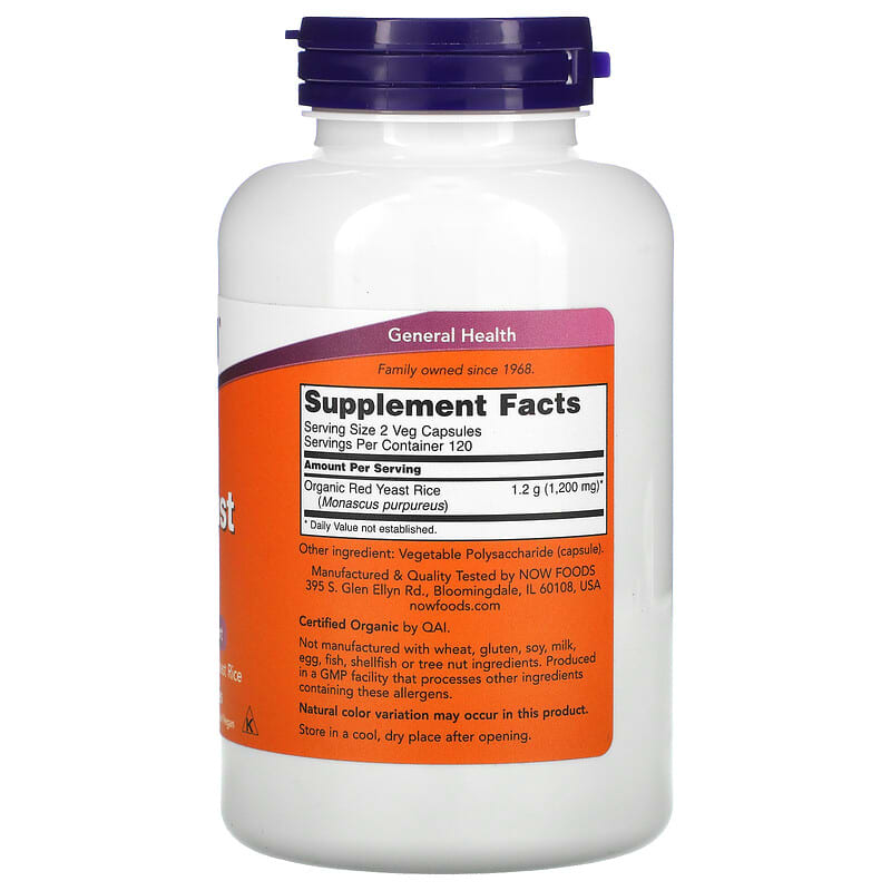 NOW Foods, Red Yeast Rice, 600 mg, 240 Veg Capsules