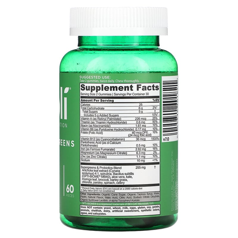 Goli Nutrition, Supergreens Gummies,  60 Pieces