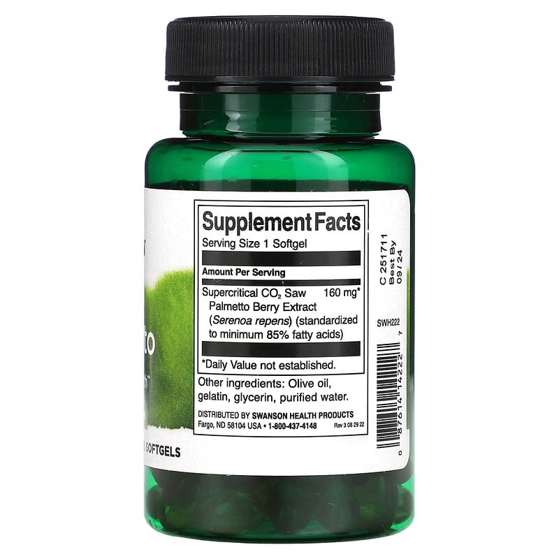 Swanson, Saw Palmetto, 160 mg, 120 Softgels