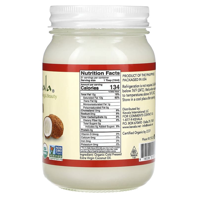 Kevala, Organic Virgin Coconut Oil, 16 fl oz (473 ml)