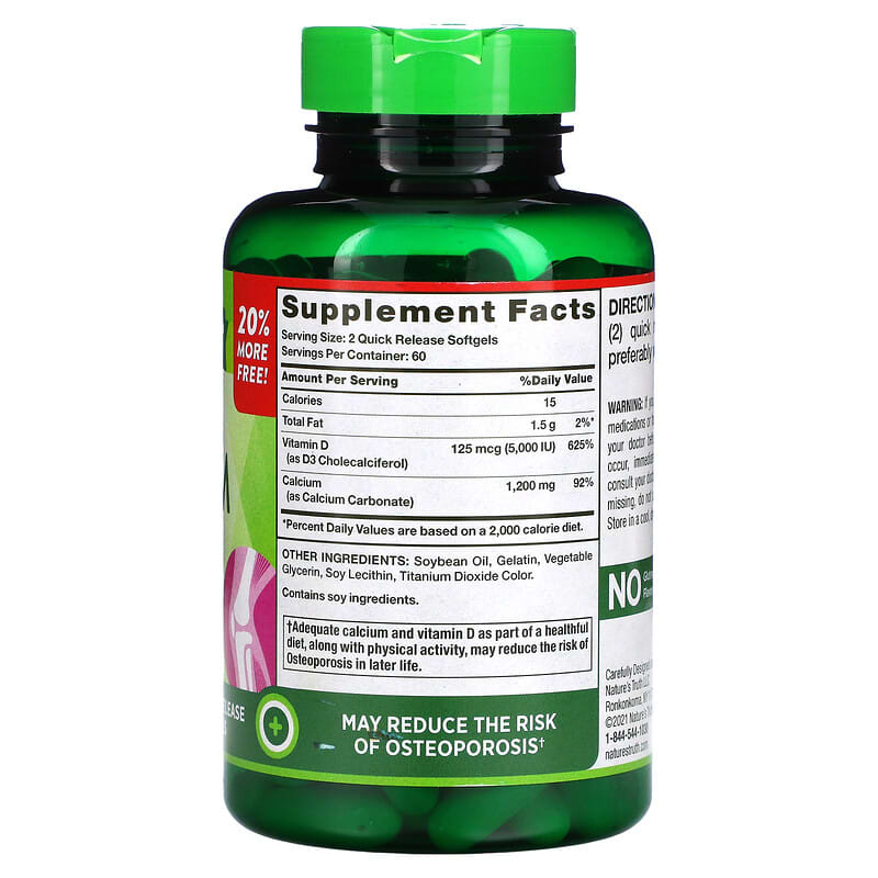 Nature's Truth, Absorbable Calcium, Plus D3, 120 Quick Release Softgels