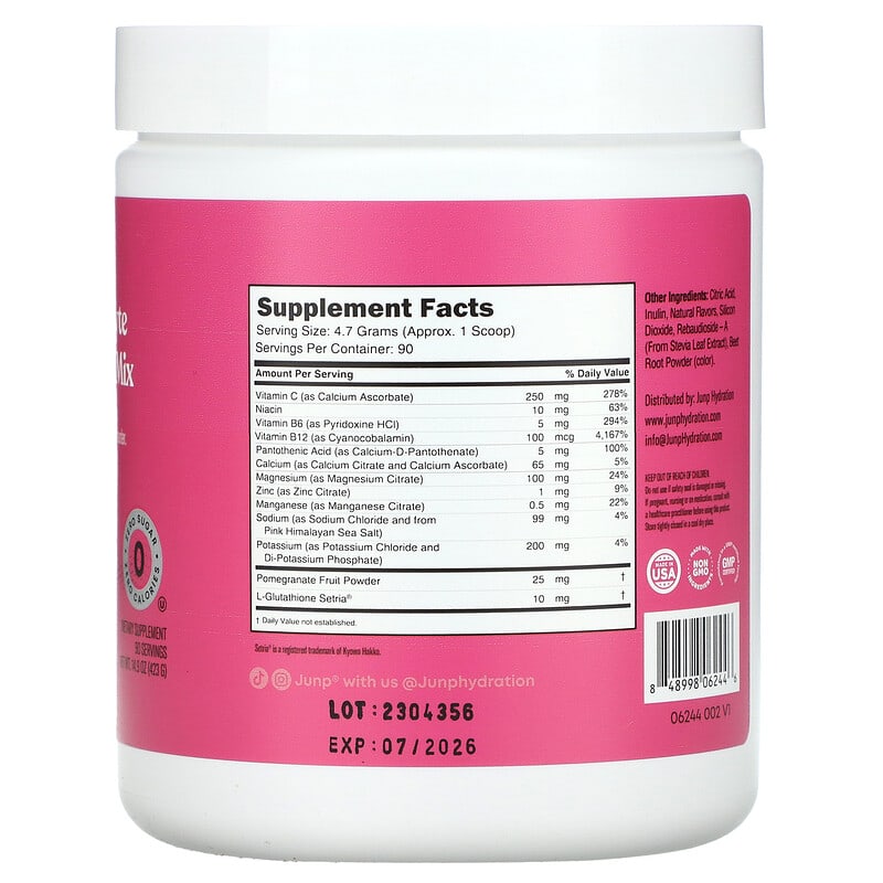 JUNP Hydration, Electrolyte Powder Mix, Dragonfruit Limeade, 14.9 oz (423 g)