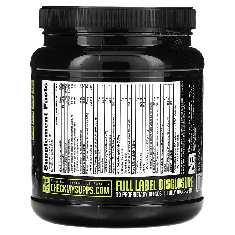 NutraBio, Pre-Workout Performance Igniter, Blue Raspberry, 1.26 lb (573 g)