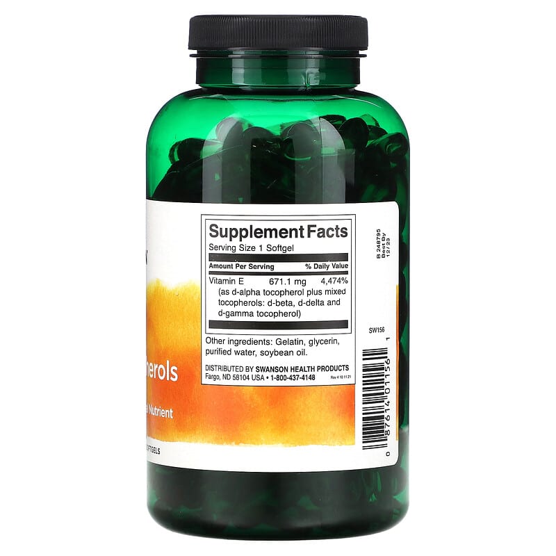 Swanson, Vitamin E Mixed Tocopherols, 1,000 IU, 250 Softgels