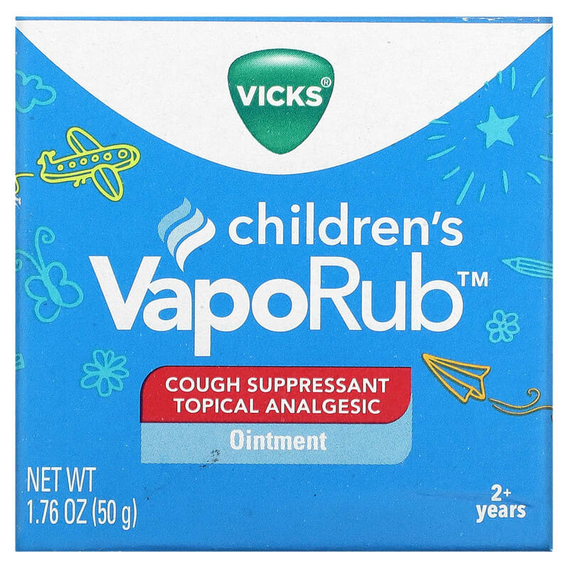 Vicks, Children's VapoRub, Ointment, Cough Suppressant, 2+ Years, 1.76 oz (50 g)