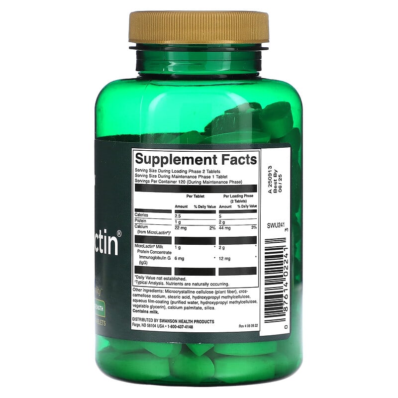 Swanson, MicroLactin, Double Strength, 1 g, 120 Tablets