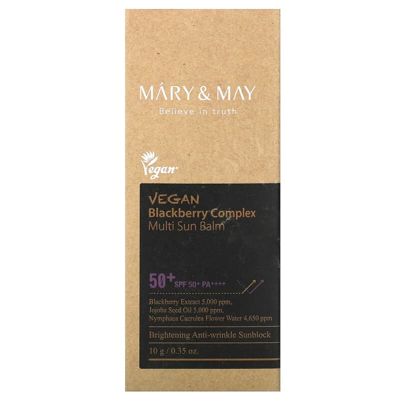 Mary & May, Vegan Blackberry Complex, Multi Sun Balm, SPF 50+ PA++++, 0.35 oz (10 g)