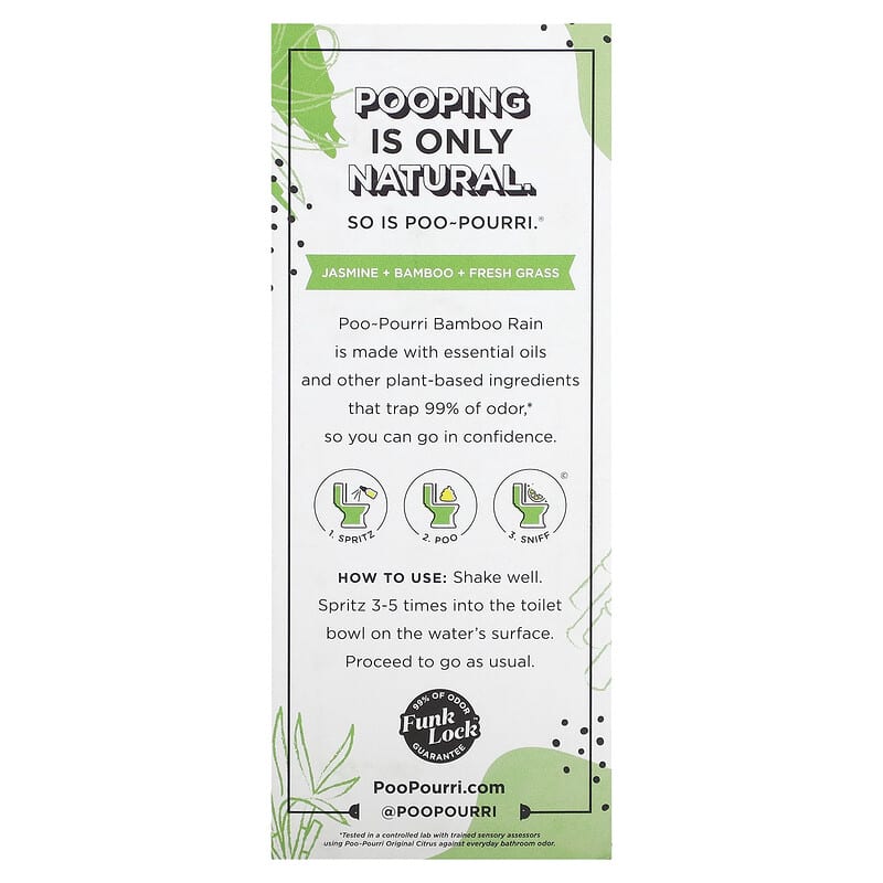 Poo-Pourri, Before-You-Go Toilet Spray, Bamboo Rain, Jasmine, Bamboo & Fresh Grass, 2 oz (59 ml)