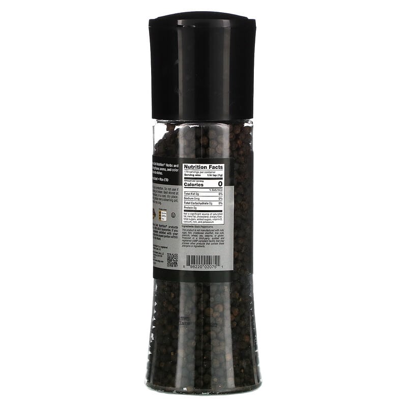 California Gold Nutrition, FOODS - Black Peppercorns Grinder, 6 oz (170 g)