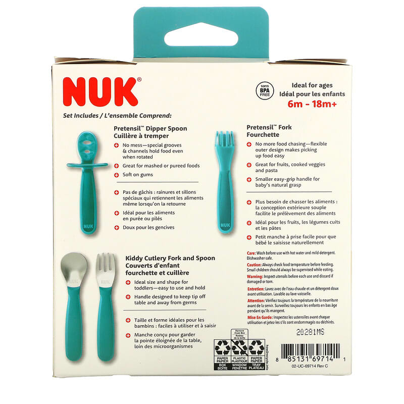 NUK, Pretensil Training Set, 6 - 18+ Months, 4 Piece Set