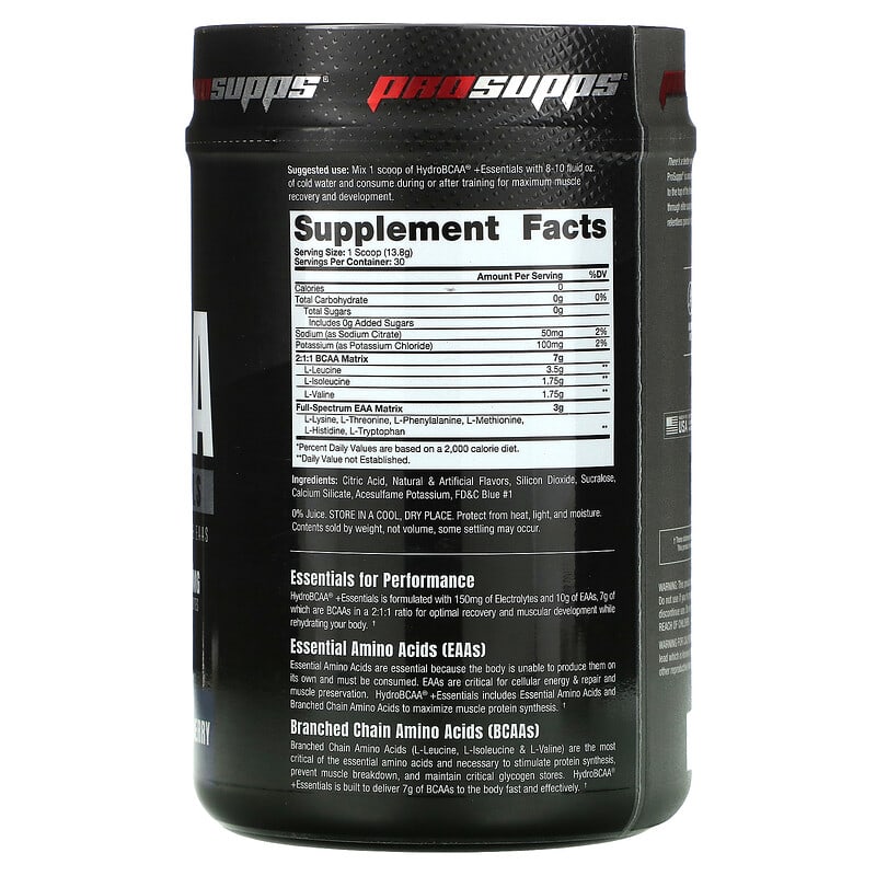 ProSupps, Hydro BCAA +Essentials, Blue Raspberry, 14.6 oz (414 g)