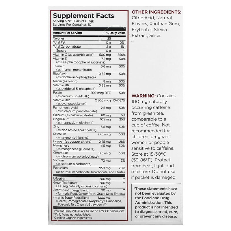 Pureboost, Superfoods, Clean Antioxidant Energy Mix, Red Burst, 10 Packets, 0.41 oz (11.5 g) Each