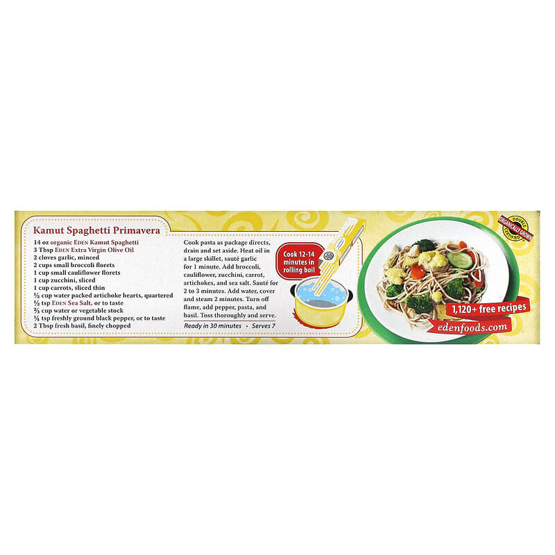 Eden Foods, Organic Pasta, Kamut Spaghetti, 100% Whole Grain, 14 oz (396 g)