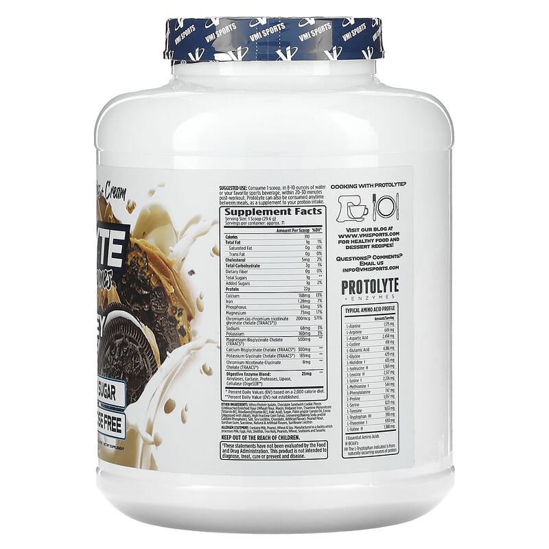 VMI Sports, ProtoLyte, 100% Whey Isolate, Peanut Butter Cookies + Cream, 4.6 lb (2,089 g)